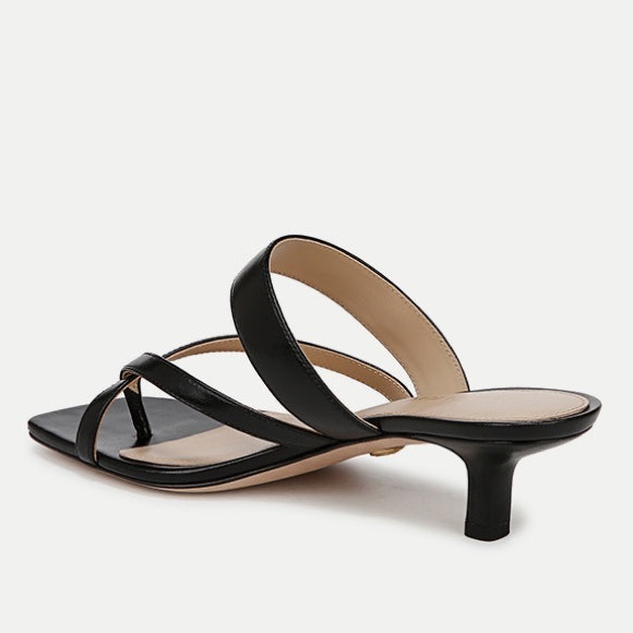 New Veronica Beard Alanis Leather Sandal Thong Kitten Heel Strappy Black Sz 10 - Picture 16 of 16